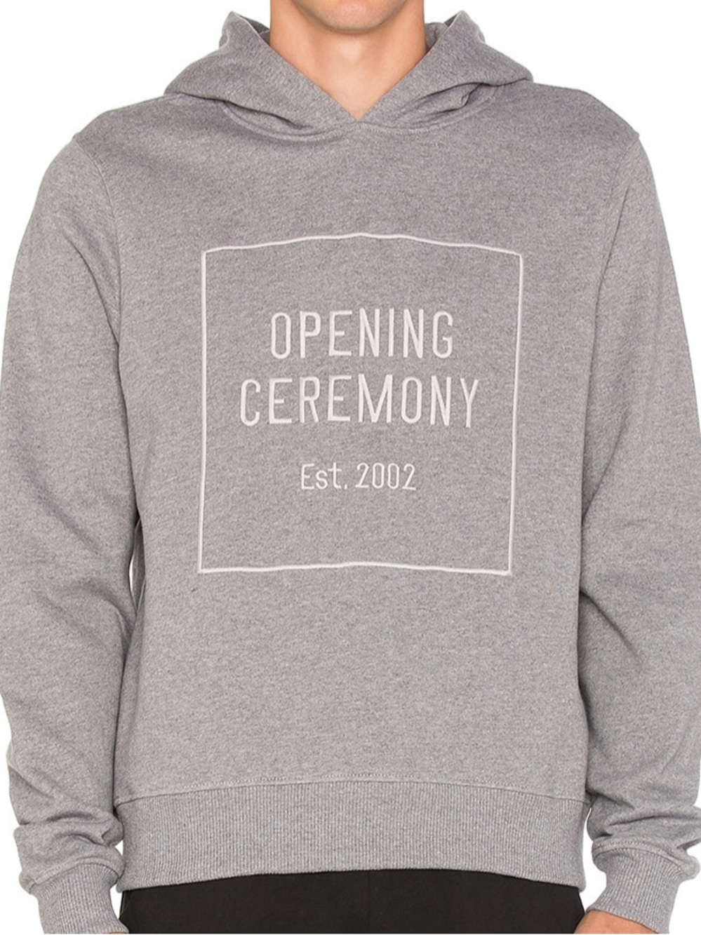 Opening Ceremony Gray Pullover Hoodie with Front Box Logo